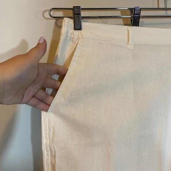 Old Skool NWT Ecru Ivory Linen Blend Pants Straight Leg Sz 2x / 40 - Picture 3 of 12